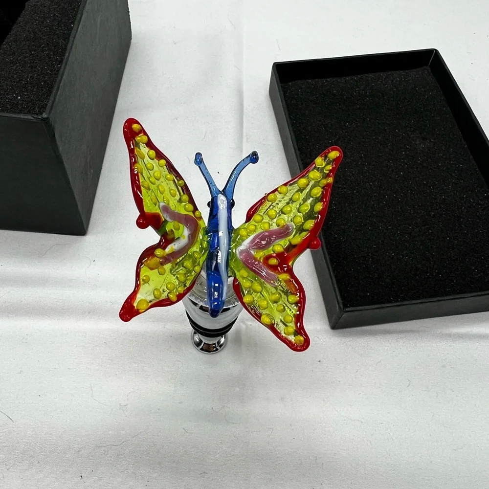 Two’s Company  Art Glass/metal Bottle Stopper Butterfly 4